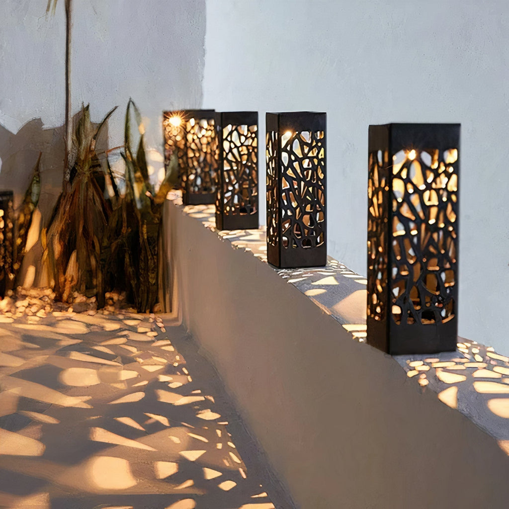 Lámpara LED exterior resistente a la intemperie con diseño hueco para jardín y terraza (6 unidades)