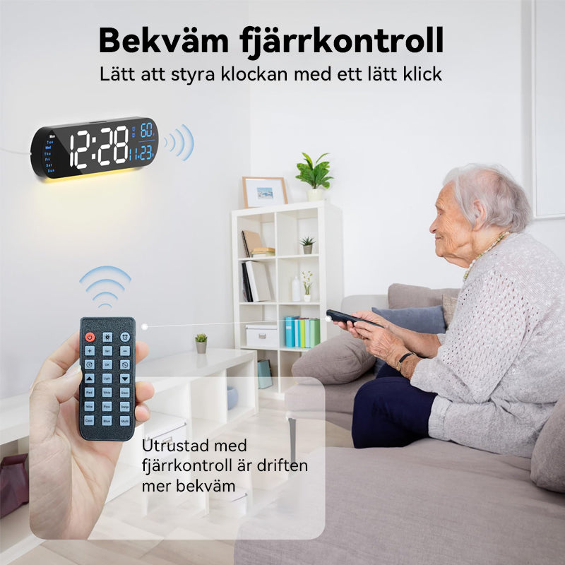 Reloj de pared con pantalla LED multifuncional y luz RGB