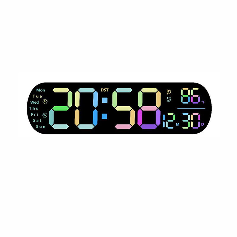 Reloj de pared con pantalla LED multifuncional y luz RGB