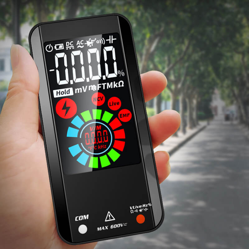 Multímetro Digital totalmente automático – Multímetro de bolsillo con pantalla LCD a color, máx. 600 V