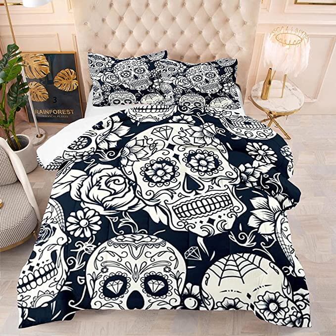 Juego de Cama Unisex con Diseño de Calavera – Comodidad Única para tu Tiempo de Sueño