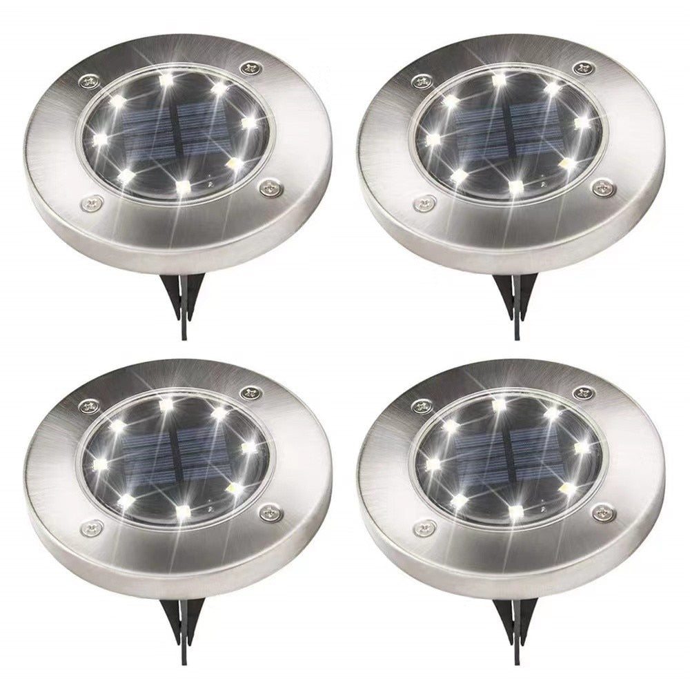 Luz Solar de Disco Exterior con 8 LED – Crea Ambiente y Seguridad en el Jardín