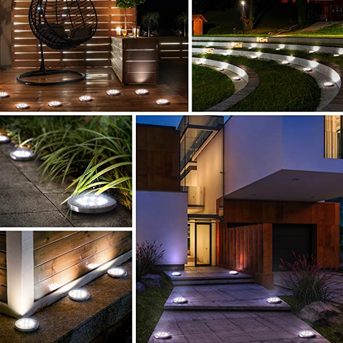 Luz Solar de Disco Exterior con 8 LED – Crea Ambiente y Seguridad en el Jardín