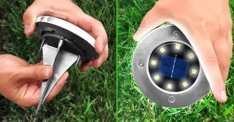 Luz Solar de Disco Exterior con 8 LED – Crea Ambiente y Seguridad en el Jardín