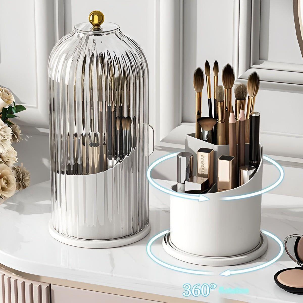 BeautySphere - Organizador de Maquillaje Rotativo 360° para un Almacenamiento sin Esfuerzo de Brochas