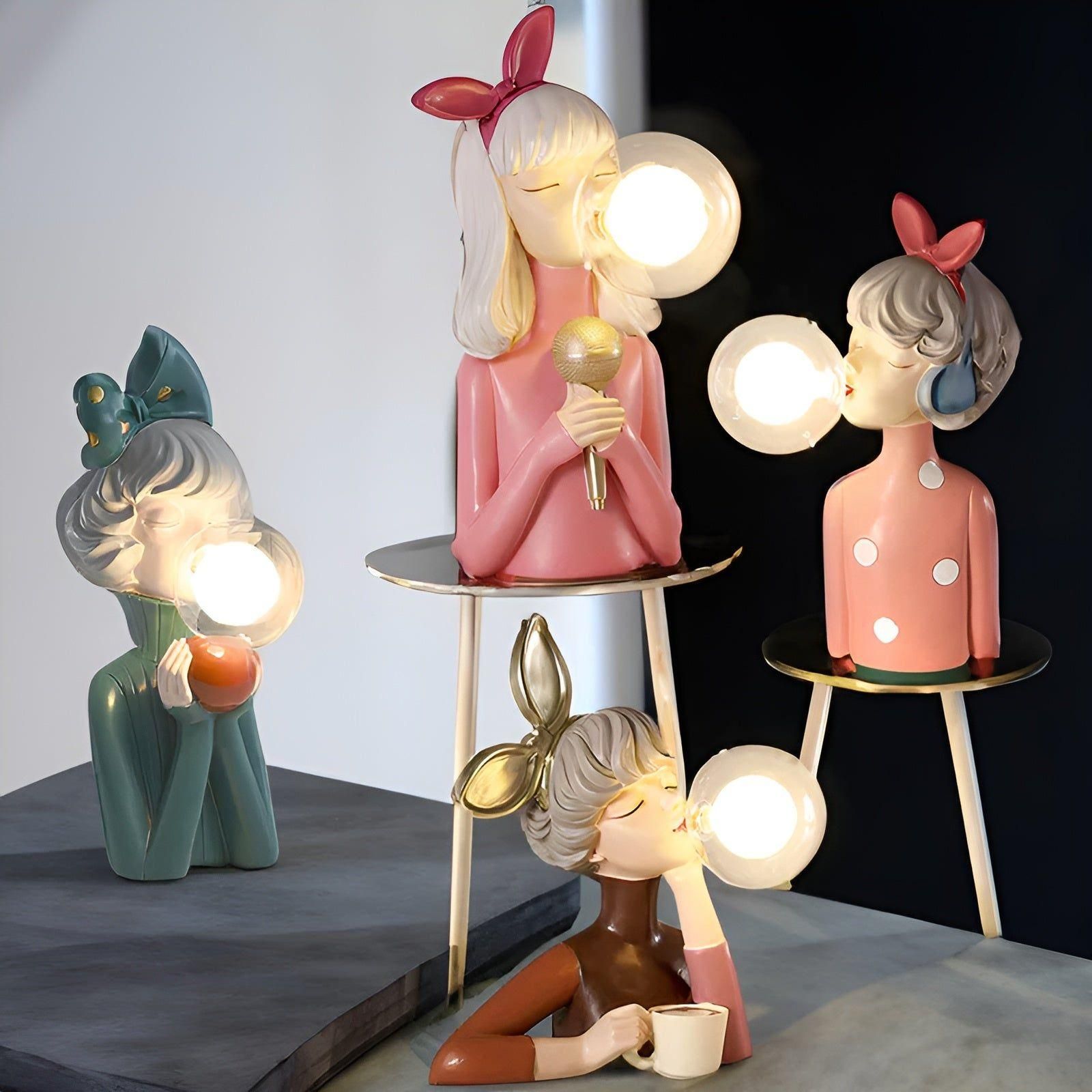 Luz nocturna con efecto burbuja – Adorno de niña burbuja USB lámpara de mesa para un hogar acogedor