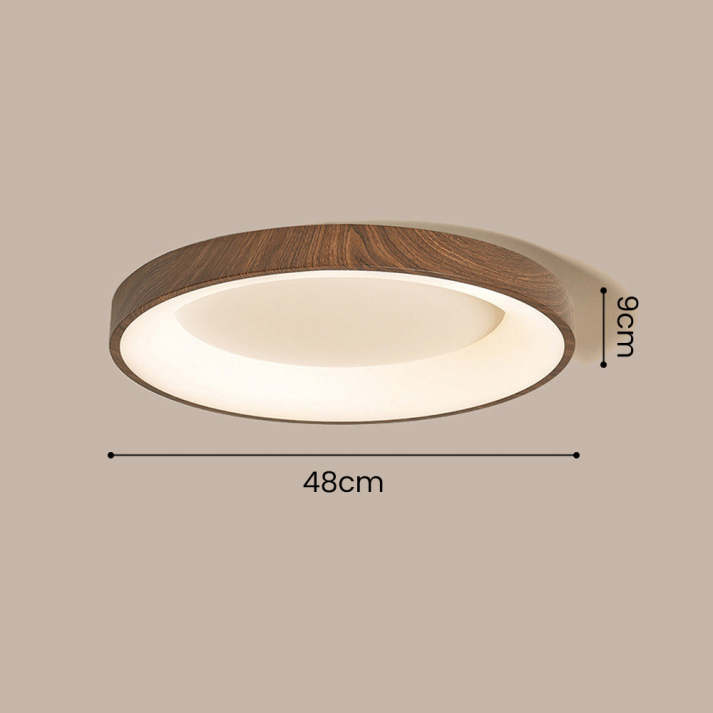 Luz de Techo LED de Madera Natural con Diseño Circular