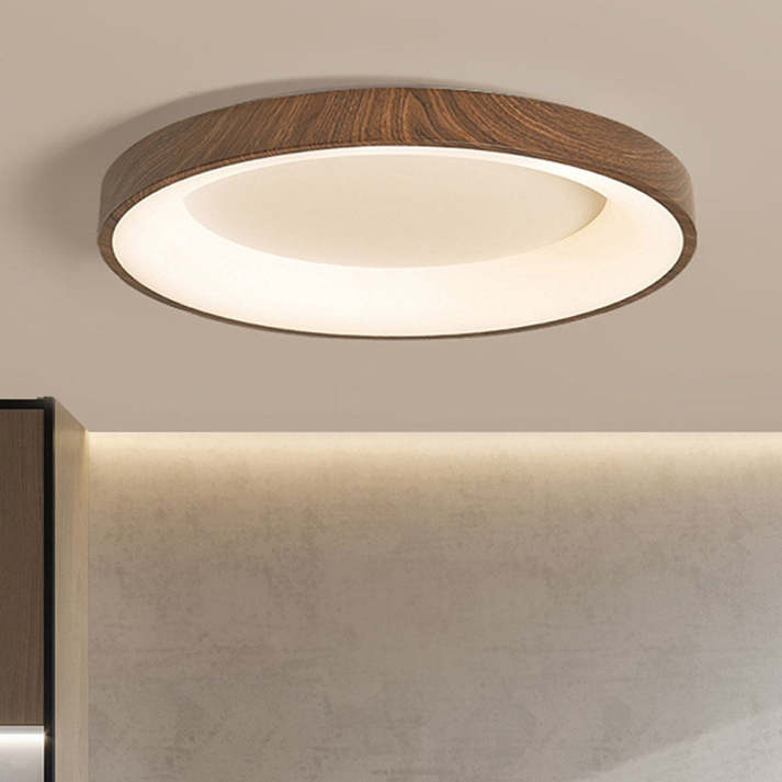Luz de Techo LED de Madera Natural con Diseño Circular