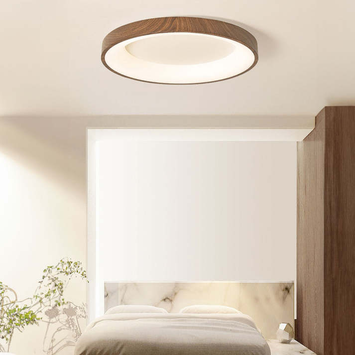 Luz de Techo LED de Madera Natural con Diseño Circular