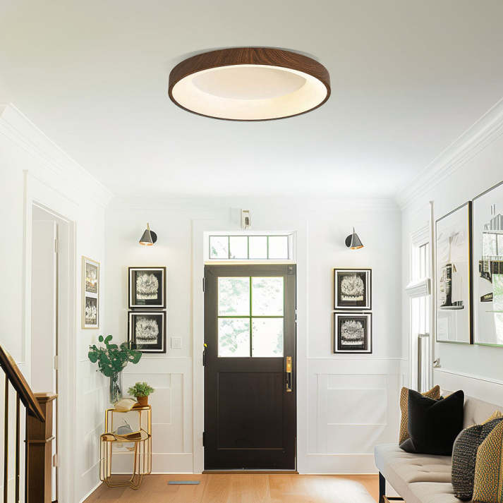Luz de Techo LED de Madera Natural con Diseño Circular