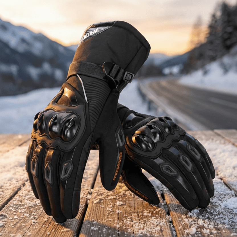 THERMOGRIP Guantes de Moto – Guantes de moto impermeables para invierno con aislamiento de 3 capas y protección de fibra de carbono