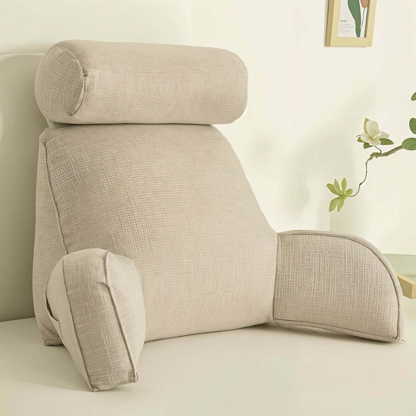 Cojín de respaldo Deluxe – Soporte ergonómico con cabezal ajustable y funda lavable