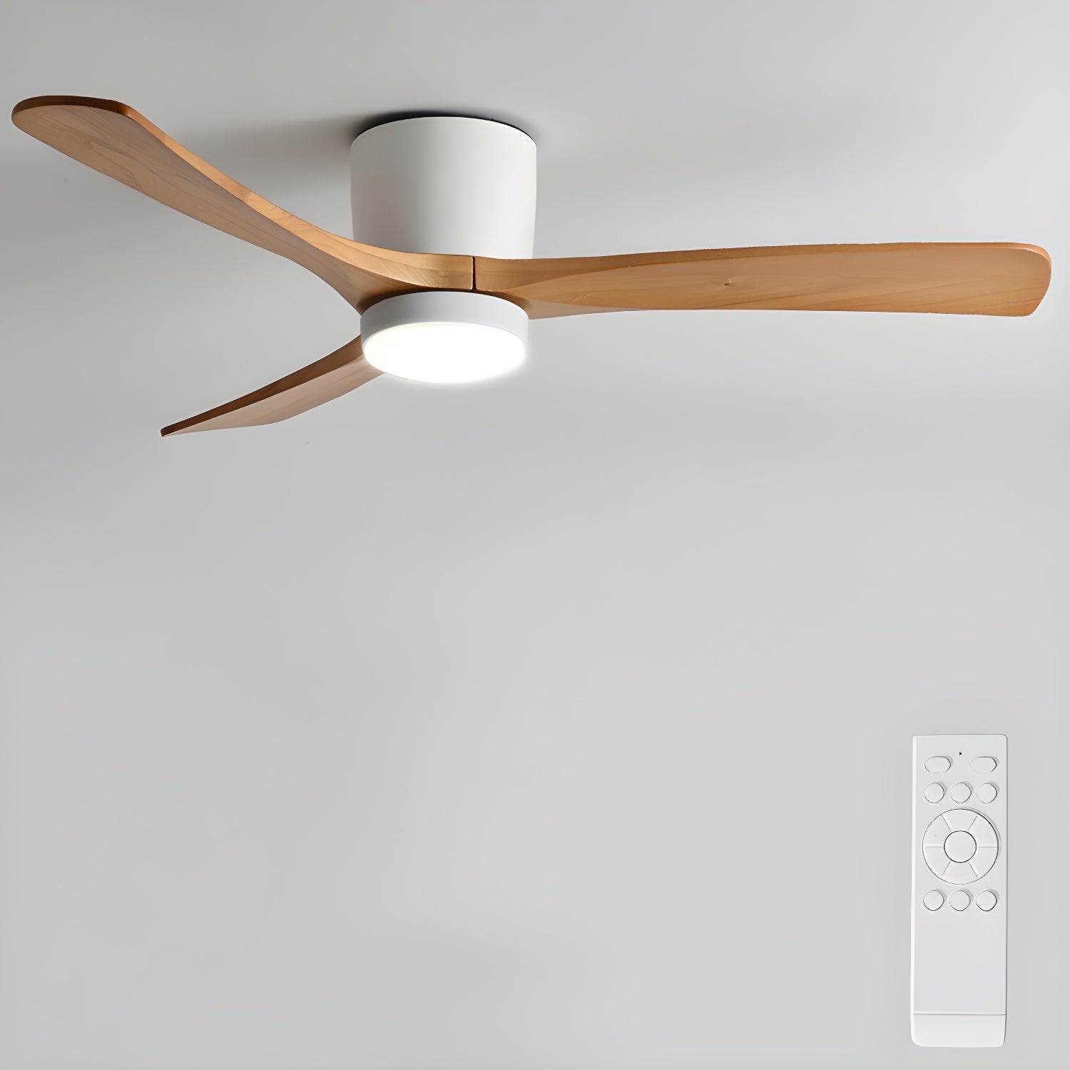 Ventilador de Techo de Madera Nórdica con Luz LED y Control Remoto