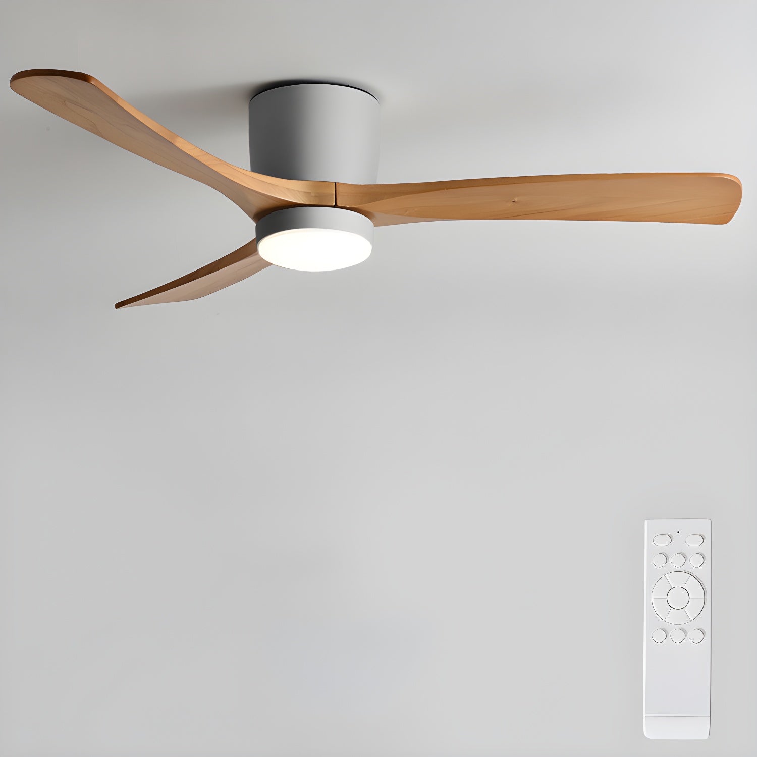 Ventilador de Techo de Madera Nórdica con Luz LED y Control Remoto