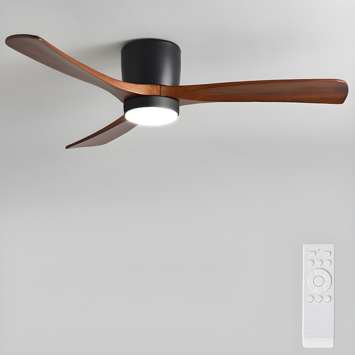 Ventilador de Techo de Madera Nórdica con Luz LED y Control Remoto