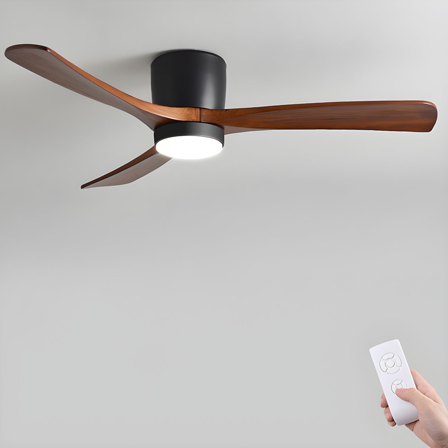 Ventilador de Techo de Madera Nórdica con Luz LED y Control Remoto