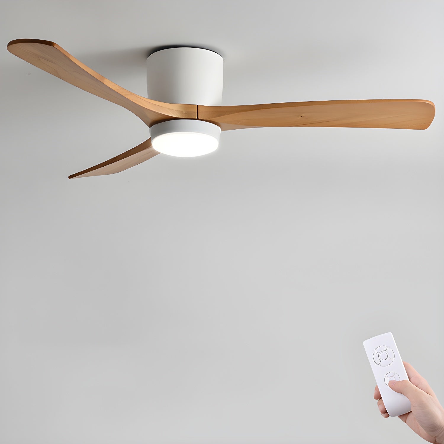 Ventilador de Techo de Madera Nórdica con Luz LED y Control Remoto