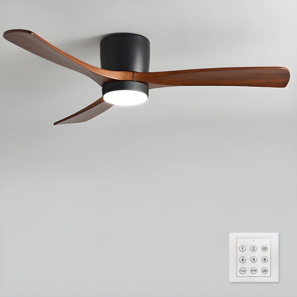 Ventilador de Techo de Madera Nórdica con Luz LED y Control Remoto