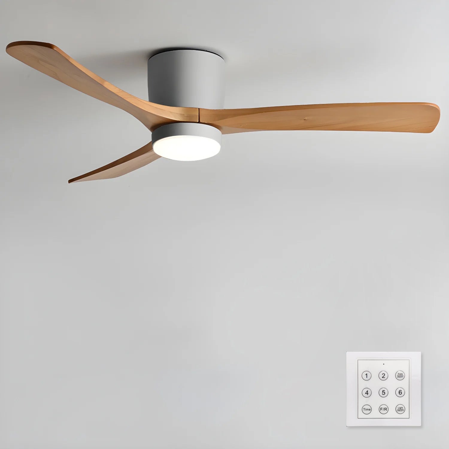 Ventilador de Techo de Madera Nórdica con Luz LED y Control Remoto