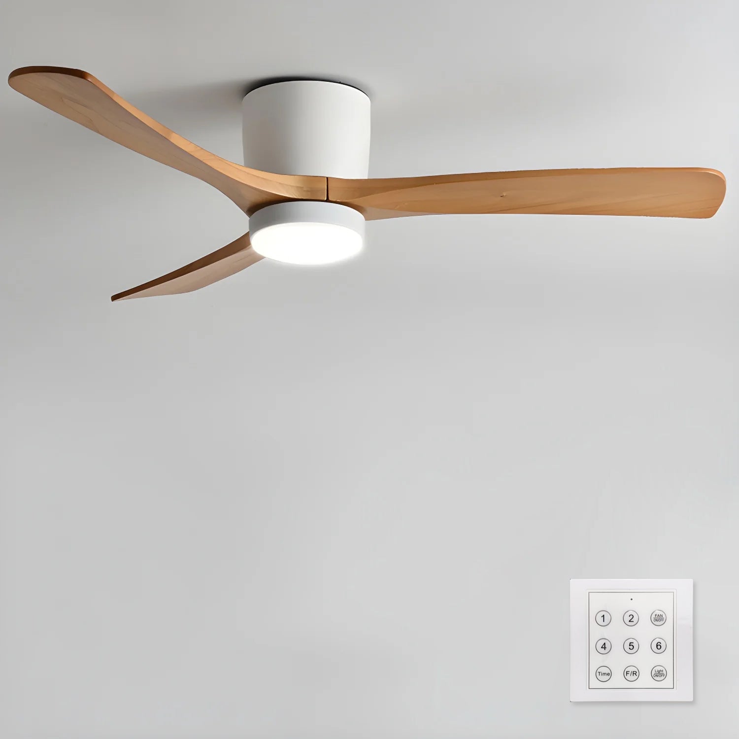 Ventilador de Techo de Madera Nórdica con Luz LED y Control Remoto