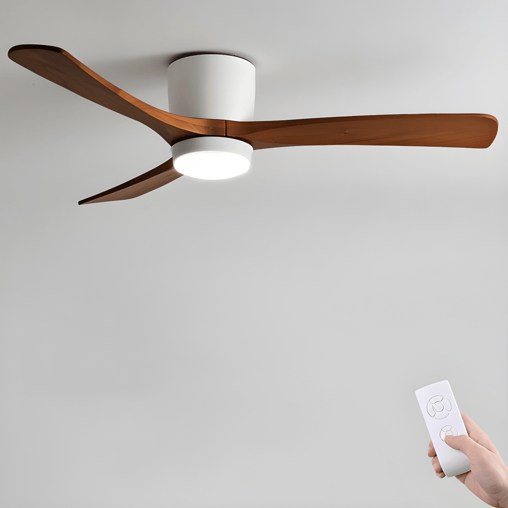 Ventilador de Techo de Madera Nórdica con Luz LED y Control Remoto