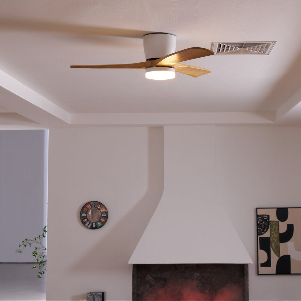 Ventilador de Techo de Madera Nórdica con Luz LED y Control Remoto