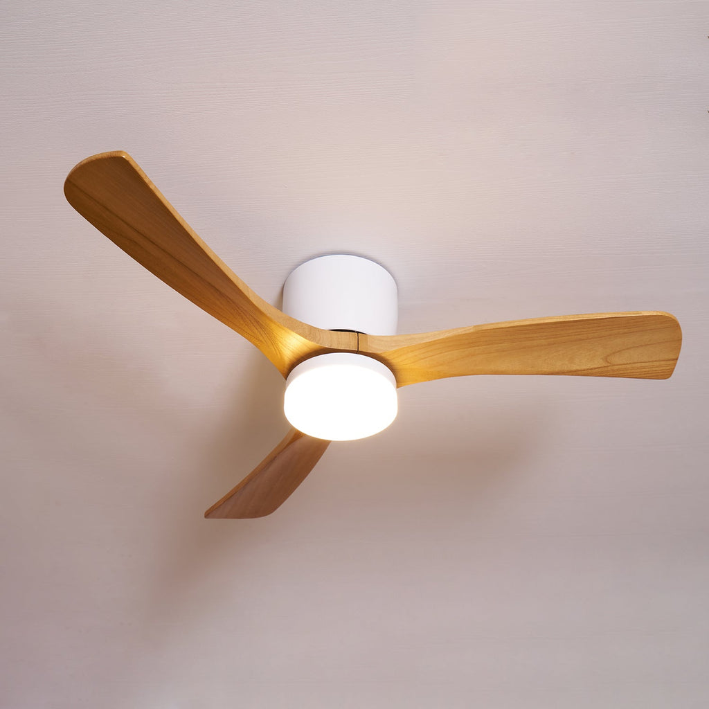 Ventilador de Techo de Madera Nórdica con Luz LED y Control Remoto