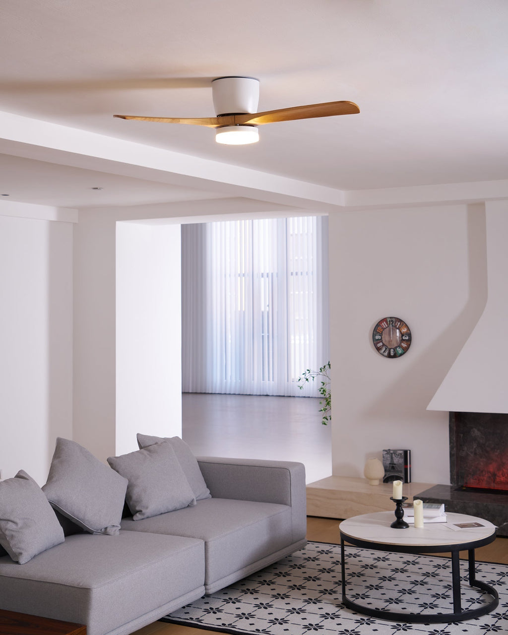 Ventilador de Techo de Madera Nórdica con Luz LED y Control Remoto