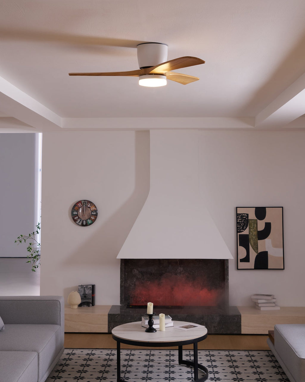 Ventilador de Techo de Madera Nórdica con Luz LED y Control Remoto