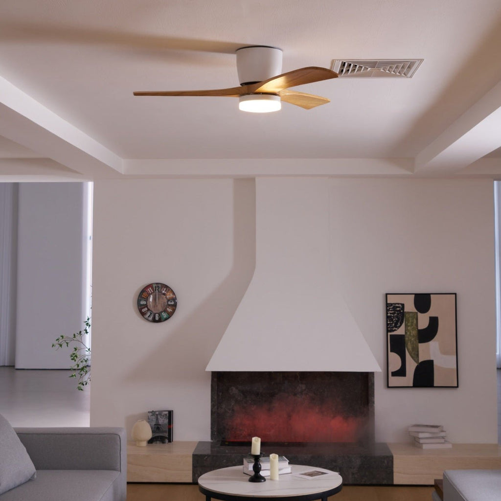 Ventilador de Techo de Madera Nórdica con Luz LED y Control Remoto