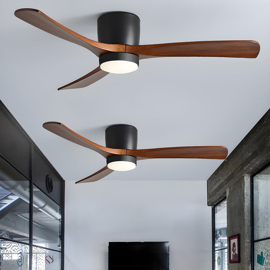 Ventilador de Techo de Madera Nórdica con Luz LED y Control Remoto