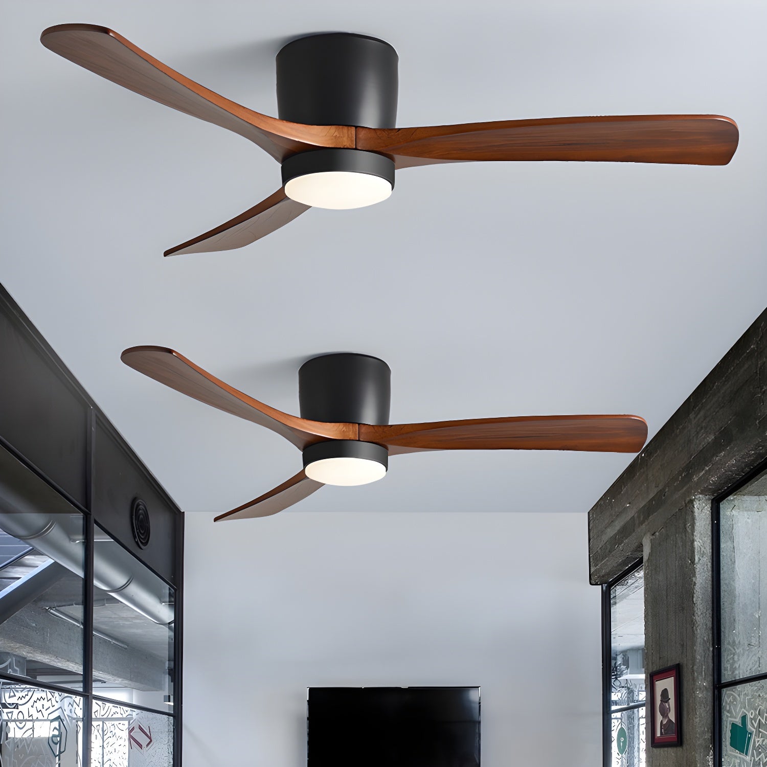 Ventilador de Techo de Madera Nórdica con Luz LED y Control Remoto