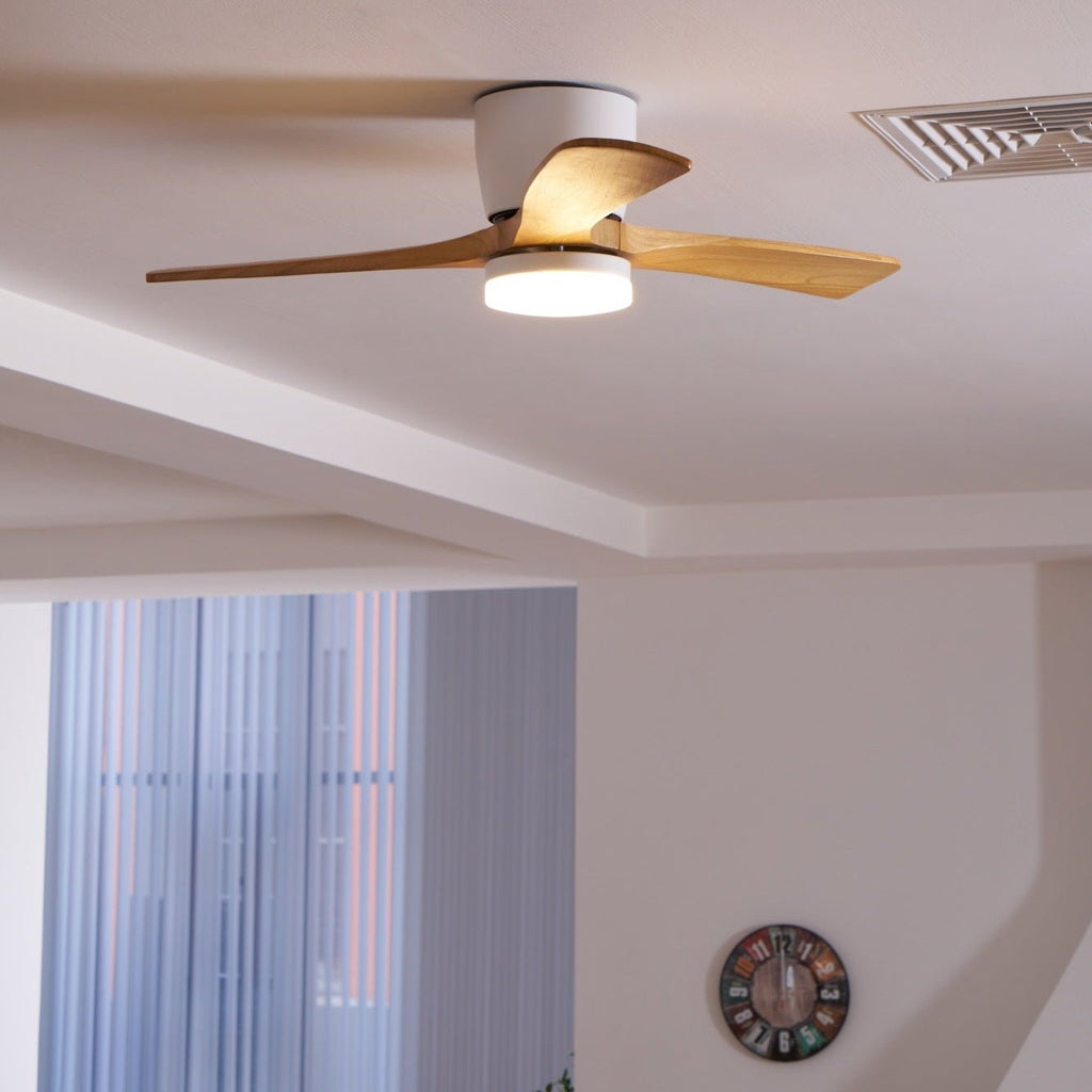 Ventilador de Techo de Madera Nórdica con Luz LED y Control Remoto
