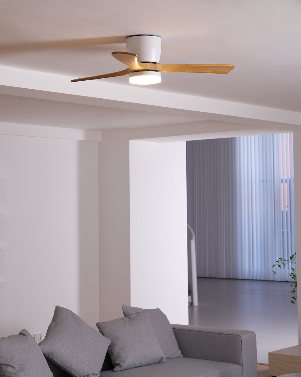Ventilador de Techo de Madera Nórdica con Luz LED y Control Remoto