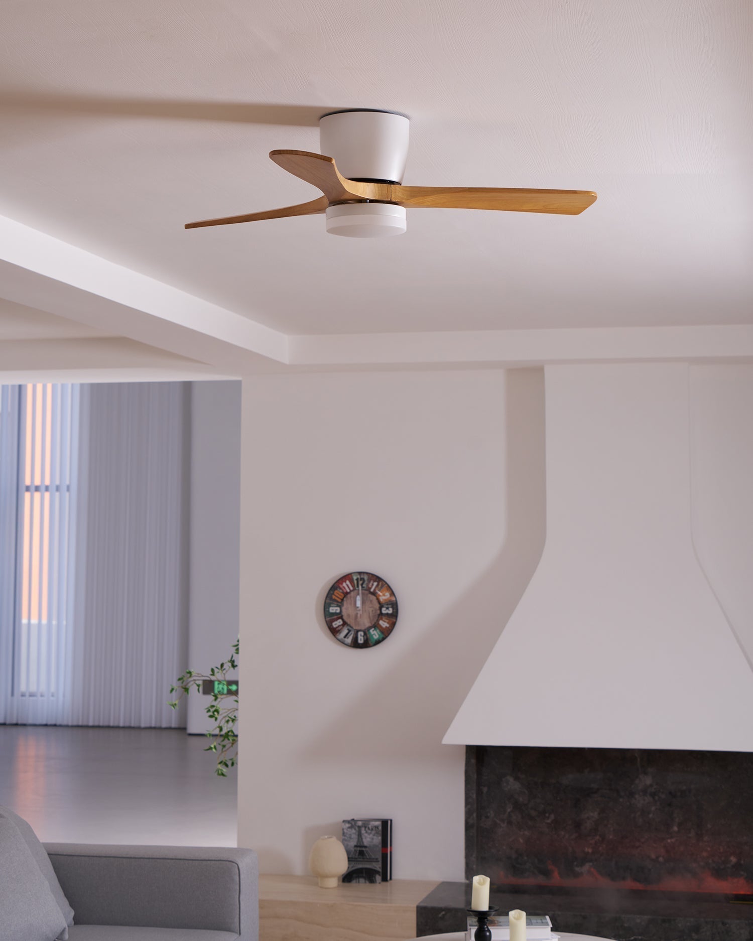 Ventilador de Techo de Madera Nórdica con Luz LED y Control Remoto