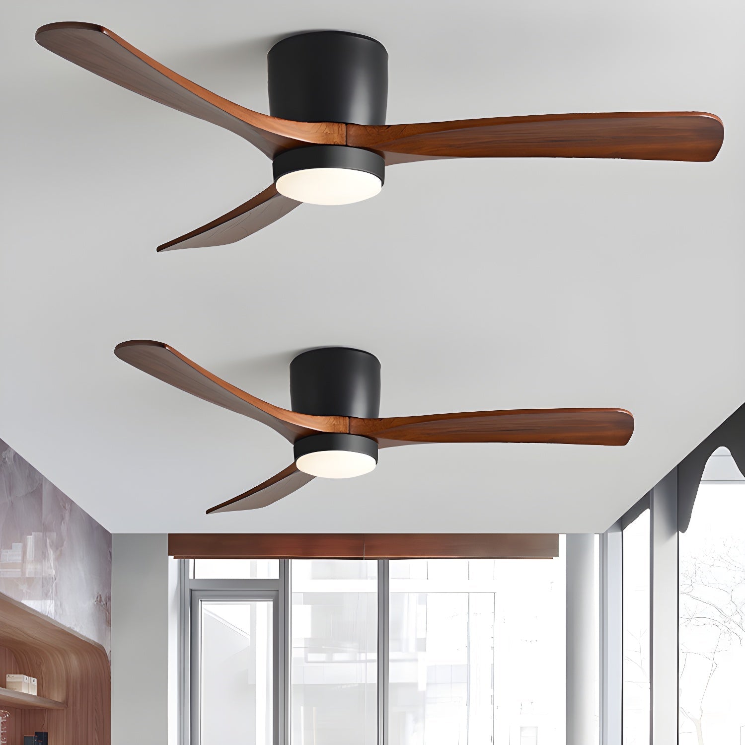 Ventilador de Techo de Madera Nórdica con Luz LED y Control Remoto
