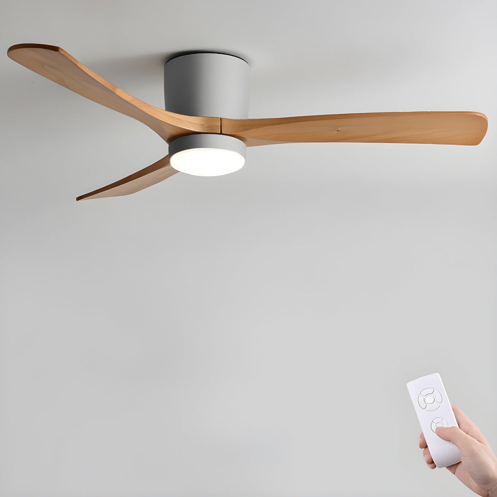 Ventilador de Techo de Madera Nórdica con Luz LED y Control Remoto
