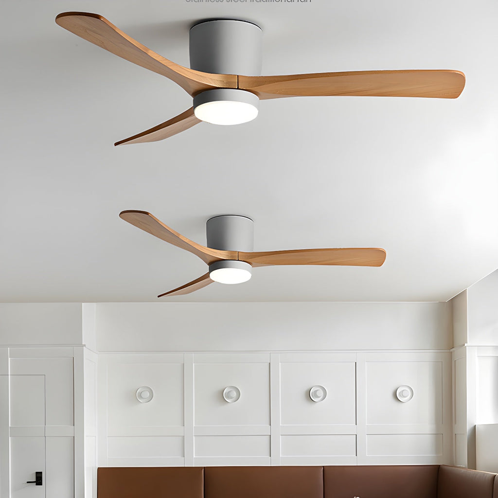 Ventilador de Techo de Madera Nórdica con Luz LED y Control Remoto
