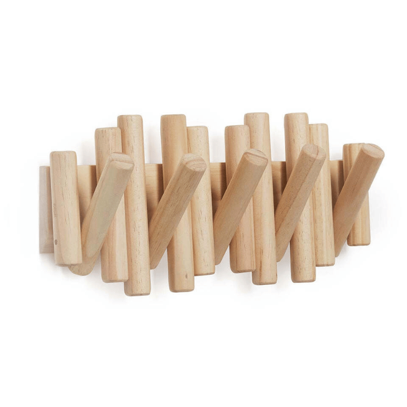 Perchero de pared de madera hecho a mano con diseño escandinavo – Natural y funcional