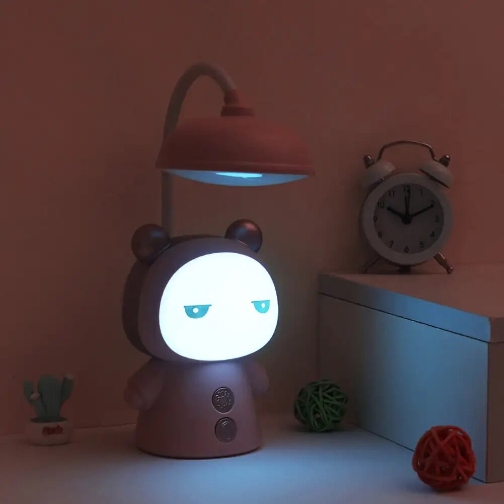 LumiBuddy - Lámpara de mesa LED de estilo caricatura con luz suave y carga USB recargable