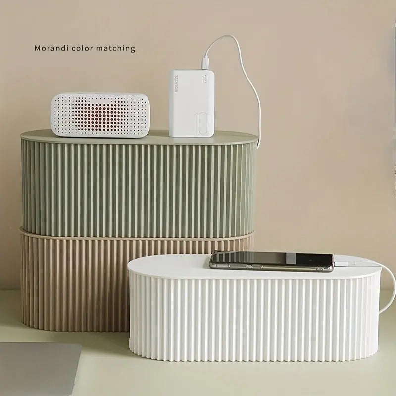 Ordoca Caja de Cables Organizador de Escritorio | Gestión de Cables y Almacenamiento | Blanco | 30x11x13 cm