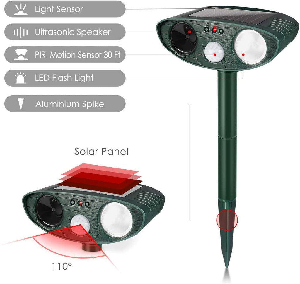 Repelente Ultrasónico Solar para Gatos al Aire Libre para Jardines