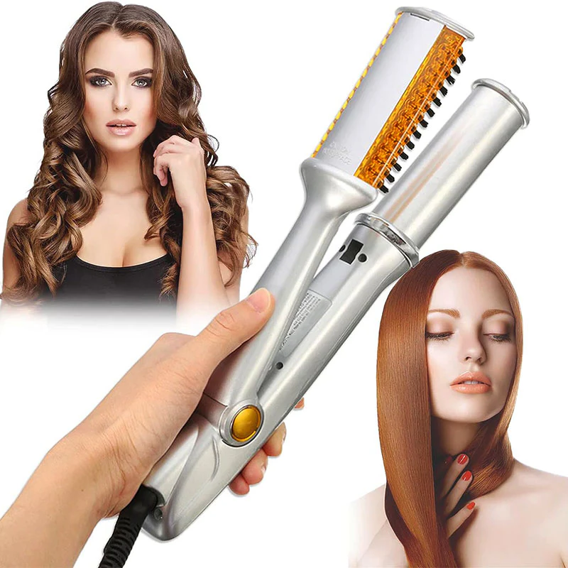 Cepillo de Pelo Profesional 2 en 1 con Hierro Rotatorio