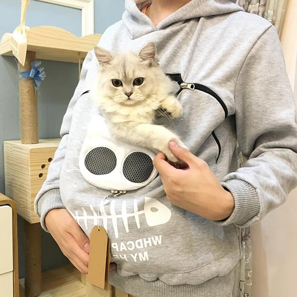 Sudadera con Capucha para Amantes de los Gatos con Bolsillo para Acurrucarse - Regalo Perfecto para Mascotas