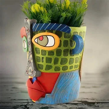 Maceta de Flor Abstracta de Picasso Hecha a Mano