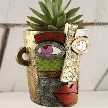 Maceta de Flor Abstracta de Picasso Hecha a Mano