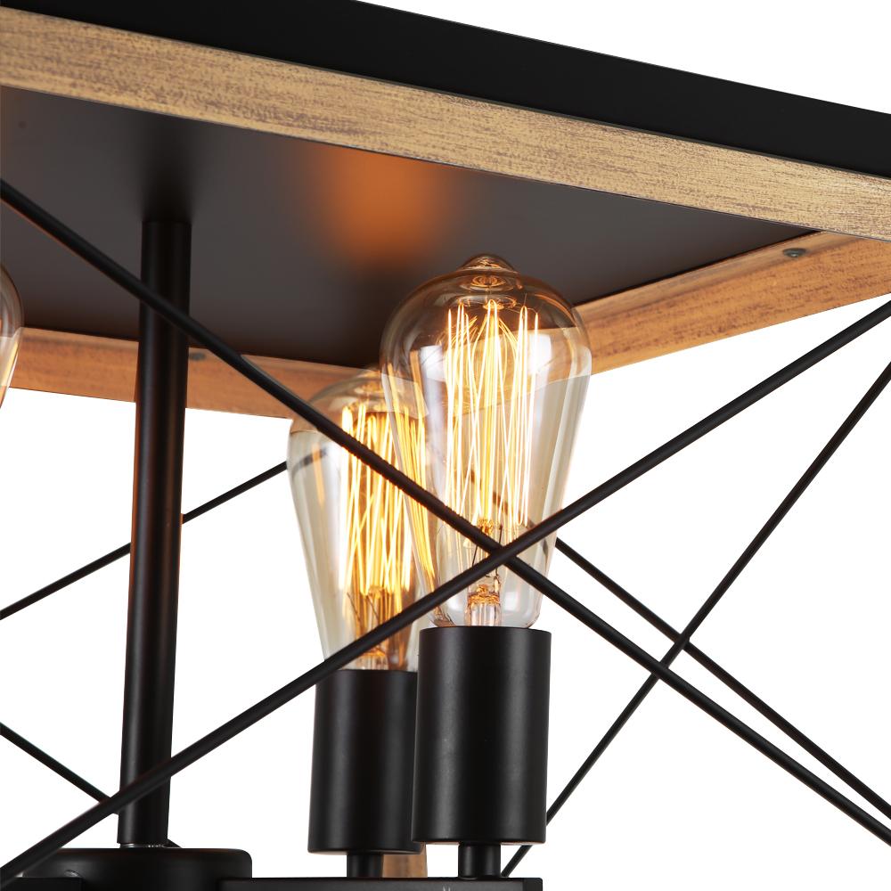 Lámparas de Araña Rústicas para Isla de Cocina de 4 Luces en Diseño Cuadrado