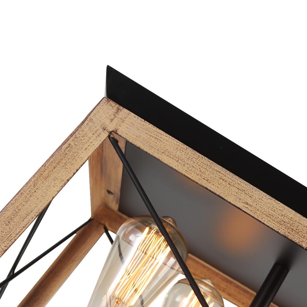 Lámparas de Araña Rústicas para Isla de Cocina de 4 Luces en Diseño Cuadrado