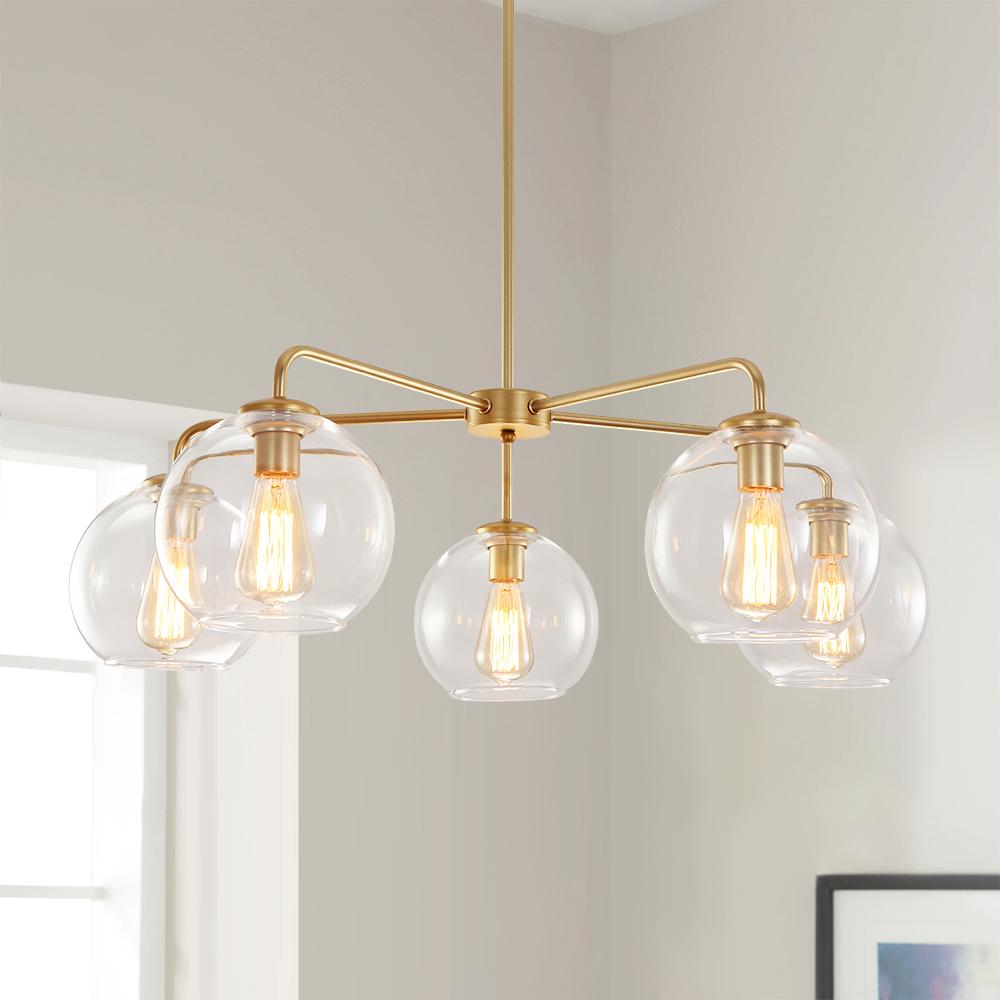 Lámpara de Techo Sputnik de Burbuja de Vidrio Claro de 5 Luces