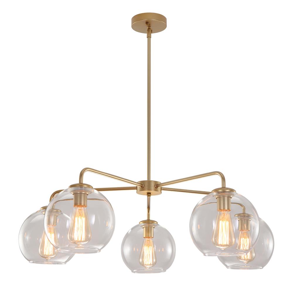 Lámpara de Techo Sputnik de Burbuja de Vidrio Claro de 5 Luces